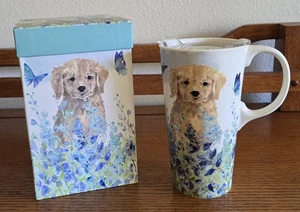 Golden Retriever Ceramic Large Travel Coffee Mug Cup super cute new with box - Picture 1 of 7