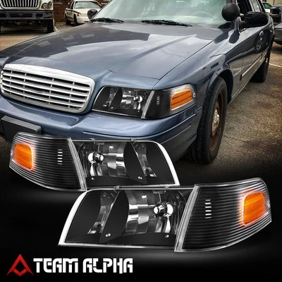 Par de faros estilo OE negro/ámbar para Ford Crown Victoria 1998-2011 Foto 1 de 4