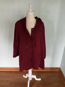 Christian Siriano NY Hooded Button Up Light Windbreaker Jacket Peacoat Sz 2XL - Picture 1 of 6