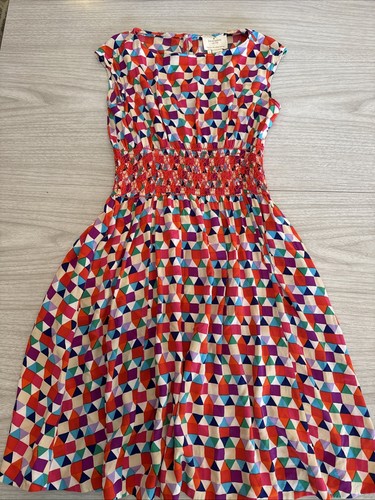 Abito tubino Kate Spade New York Abbey stampa geometrica seta taglia 2 1165