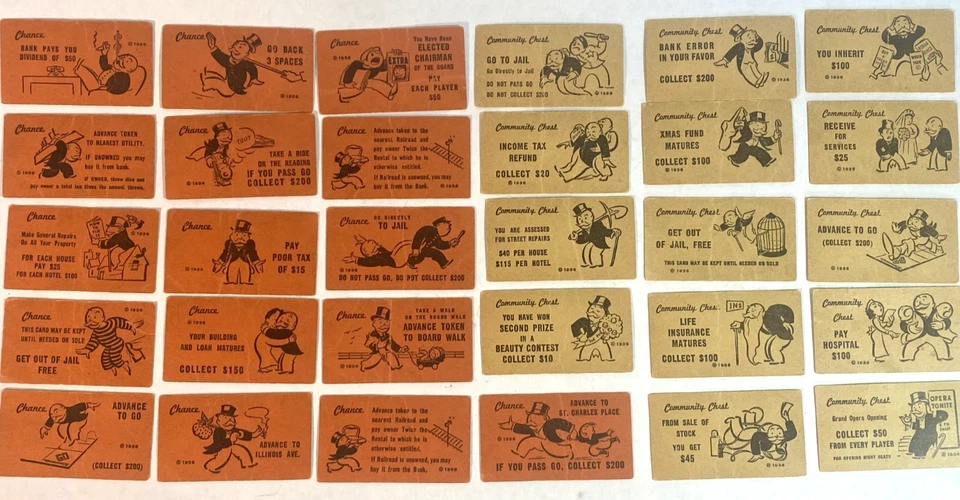Monopoly Original Vintage 1960's Chance and Community Chest Cards - Image 1 of 1