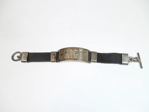 Pulsera Hombre Plata de Ley 925 y Cuero 58 gramos - Grabado GAGE - Imagen 1 de 4