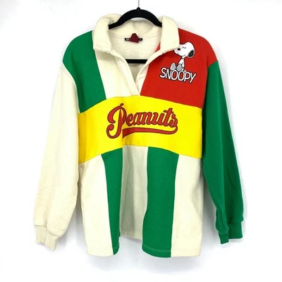 Sudadera Pullover Zara Peanuts Snoopy Mujer Talla M Verde Crema Amarillo Rojo Foto 1 de 4