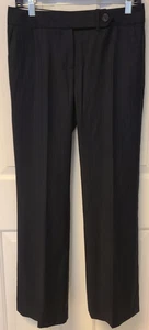 Women's J.Crew Favorite Fit Navy Blue Pin Striped 100% Wool Straight Slacks Sz 0 - Picture 1 of 8