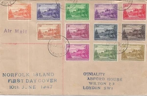 NORFOLK ISLAND 10th JUNE 1947 TYPED FIRST DAY COVER 12/14 STAMPS REF 4856 - Picture 1 of 1
