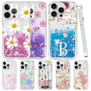 For iPhone 16 Pro Max 15 14 13 12 16e Floral Glitter Customized Phone Case Cover - Picture 1 of 63