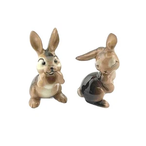Hagen Renaker Vintage Miniature Retired Figurine Brown Rabbit Pair - Picture 1 of 4