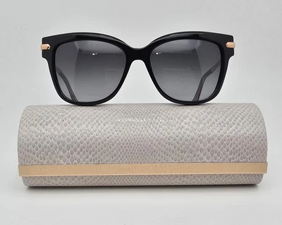 Jimmy Choo Ara Black Gold Frame Dark Grey Gradient Len Cat Eye Sunglasses w Case - Image 1 of 4