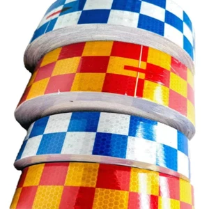 Hi Vis Viz DIY Chequer Chequered Reflective Stickers Vinyl Self-Adhesive Tape - Picture 1 of 11