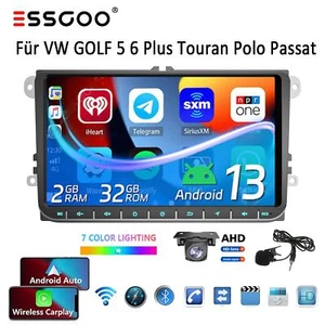Autoradio Car Stereo 2 DIN Android 13 GPS RDS Camera Per VW GOLF 5 6 Touran Polo - Foto 1 di 16