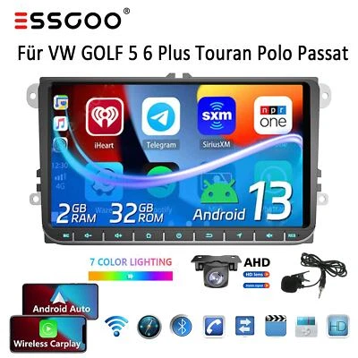 Autoradio Car Stereo 2 DIN Android 13 GPS RDS Camera Per VW GOLF 5 6 Touran Polo - Immagine 1 di 4