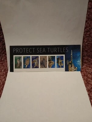 U.S. MINT NH SELF ADHESIVE FOREVER PROTECT SEA TURTLES 6 STAMP STRIP FV 4.68 - Image 1 of 3