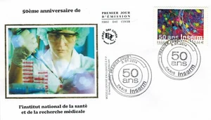 2014-Fdc.Enveloppe soie 1°jour-50e Anniversaire de Inserm-Timbre-Yv.4886 - Imagen 1 de 1