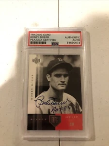 BOBBY DOERR SIGNED AUTOGRAPH TRADING CARD PSA DNA COA 2004 UPPER DECK RIVALS 2 - Picture 1 of 5