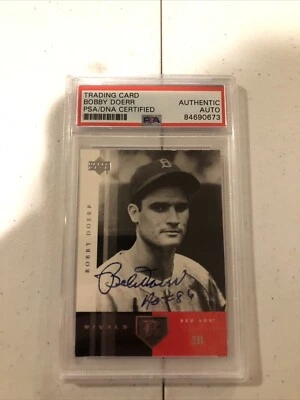 BOBBY DOERR SIGNED AUTOGRAPH TRADING CARD PSA DNA COA 2004 UPPER DECK RIVALS 2 - Image 1 of 4