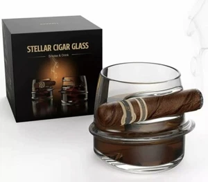 Stellar Cigar Whiskey Glass - Old Fashioned Whiskey Glass w/ Indented Rest NEW - Picture 1 of 6