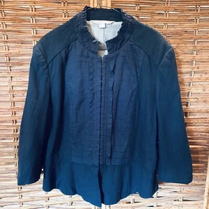 Liz Jordan Linen & Viscose Jacket Cotton Lined Hook & Eye Front L/sleeve Size XL - Picture 1 of 12