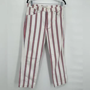 REFORMATION Woman's Grenada Stripe White Navy Red ROPER Straight Crop Jean SZ 29 - Picture 1 of 9