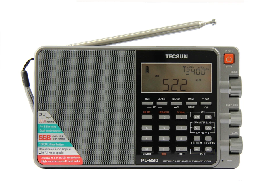 TECSUN PL-880 (grey) PLL Triple Conversion AM/FM/LW/SW SSB Radio 8820  - Image 1 of 4