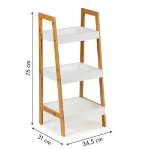 Bamboo Ladder 3 Tier Shelf Unit Bookcase Living Room Storage Shelving Display - Picture 1 of 7