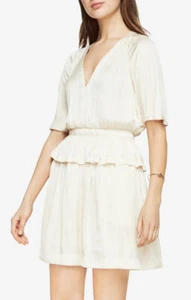 NEU BCBG MaxAzria Damen Lourie kurzes Schößchen V-Ausschnitt Kleid elfenbeinfarben SMALL, XS $ 228 - Bild 1 von 8