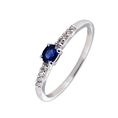 Anillo Solitario Giorgio Visconti Zafiro Y Diamantes Naturales de Oro Blanco 1 - Imagen 1 de 3