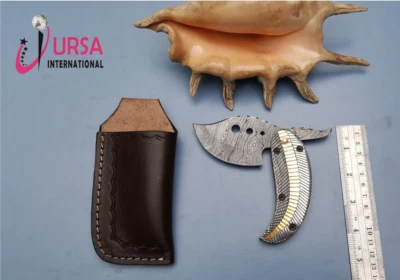 Cuchillo Plegable URSA Personalizado Hecho a Mano Damasco Hoja de Acero Mango UI-301DBS Foto 1 de 4