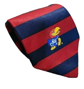 Kansas Jayhawks Mens Silk Neck Tie Dress Tie Red Blue Diagnol - Picture 1 of 9