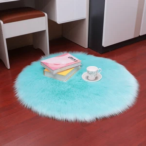 Fluffy Faux Fur Round Rug Floor Furry Carpet Super Soft Warm Washable Chair Mats - Picture 1 of 35