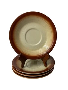 Country Craft Russet Brown FRANCISCAN Flying F Saucer Plates 6.5" Lot Set Of 4 - Picture 1 of 7
