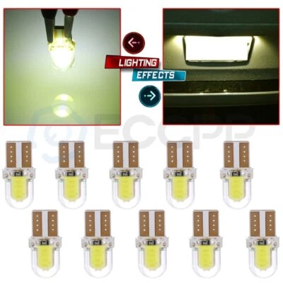Juego de 10 luces de cuadro de instrumentos de licencia de bombilla LED de sílice T10 168 COB 8-SMD Foto 1 de 4