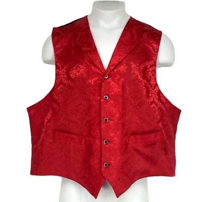Frontier Classics Hombres XL Rojo Paisley Chaleco Botón Delantero Ajustable Espalda Formal Foto 1 de 4