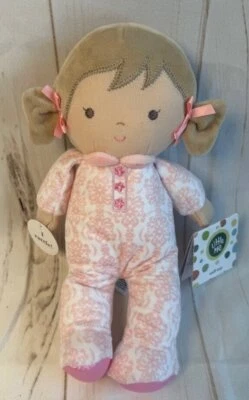 NWT Little Me Brigitte Plush Soft First Rattle 1st Baby Doll Brown Hair Pink 11" - Image 1 of 2