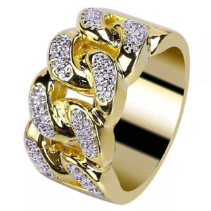Brand Wedding Jewelry Yellow Gold Filled Band Rings For Mens Party Gift Size 10