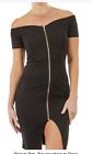 New Beautiful Sexy Off The Shoulder Midi Zip Up Dress Size Small In Black