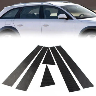 For Audi A4 B8 2009-16 Carbon Fiber Pillar Posts Covers Window Door Molding Trim - Image 1 of 4