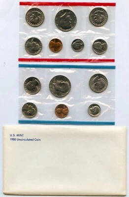 1980 Uncirculated U.S. Mint Set 13 Coins United States Philadelphia & Denver - Image 1 of 3