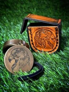 Personalized Eagle Brass Compass with Leather Strip & Case - (Silver) - Picture 1 of 6