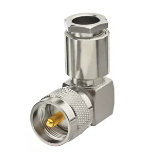 Connettore maschio UHF PL259 morsetto angolo retto per cavo LMR400 RG8,RG213,RG214 - Foto 1 di 3