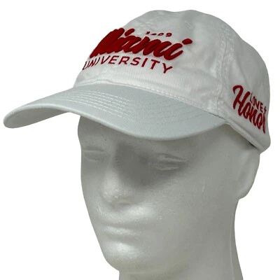 Miami University RedHawks Dad Hat Cap Ohio Love and Honor Strapback White - Image 1 of 4