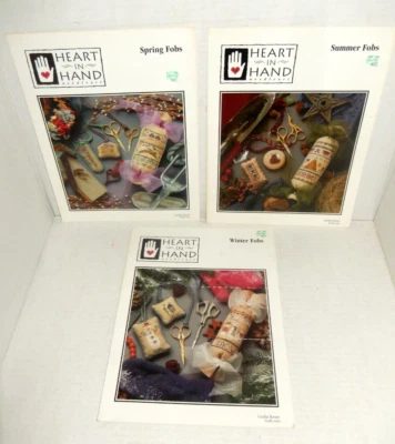 Vintage Heart in Hand Spring Summer Winter Fobs Counted Cross Stitch Patterns - Image 1 of 4
