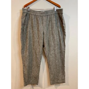 Sonoma Gray Linen Blend Elastic Waist Flowy Pants - Picture 1 of 6