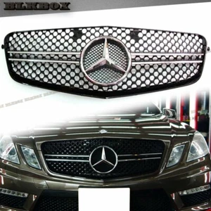 Fit BZ 10-13 W212 E-Sedan Front Bumper Replace Grille-2 Fins Chrome/Black Look - Picture 1 of 3
