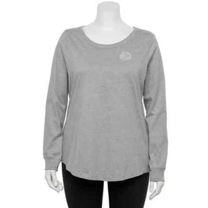 Nike Blouse Top Women Size 2X Gray Long Sleeve Crew Neck Pullover Femme T-Shirt - Picture 1 of 15