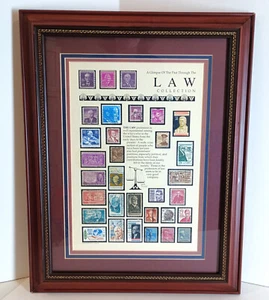 Gerahmte Briefmarkenkunst "The Law Collection" signiert Jack Rabbit #4589 Durango, CO - Bild 1 von 18