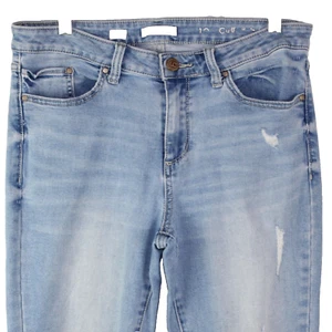 LC Lauren Conrad Jeans Blue Distressed Women Size 8-10 Cuffed Skinny Ankle - Picture 1 of 9