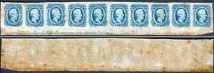 CSA Sc 12d Dark Blue 10¢ Bottom Row Imprint Strip of 10 Plate 4 NH Original Gum - Picture 1 of 1