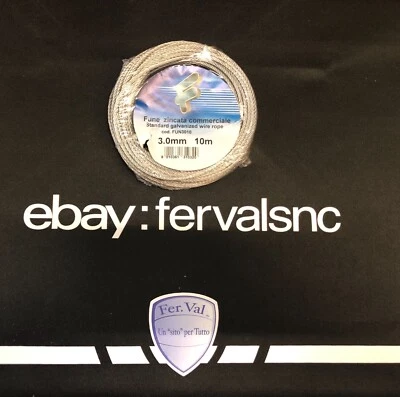  FUNE ACCIAIO ZINCATO CAVO ACCIAIO VARIE MISURE IN ROTOLI DA MT.10 MT.25 MT.50 - Immagine 1 di 4