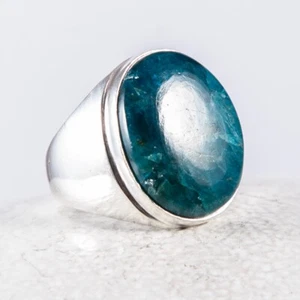 Schöner Silber Ring, Azurit, Petrol, Silberring, Siegel, Cabochon Gr. 61 - Bild 1 von 3