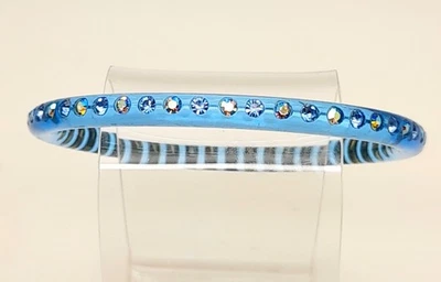 Brazalete Brazalete Azul Transparente Plástico Lucite Azul y Ab Estrás Moda Foto 1 de 4